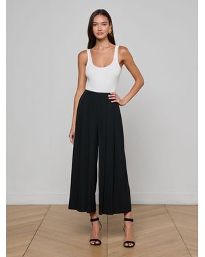 L'Agence Novalynn Cropped Pleated Pants - Black