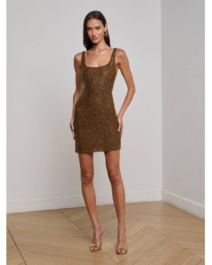 L'Agence Inori Beaded Mini Dress - Brown