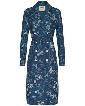 L'Agence Bradley Linen Trench Coat - Blue