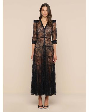 L'Agence Seraphina Lace Tiered Maxi Dress - Natural