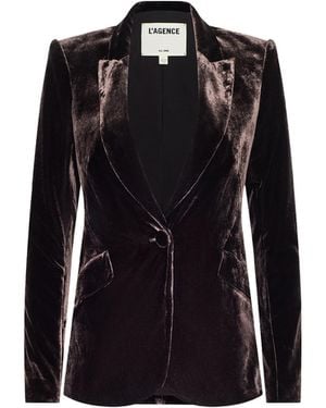 L'Agence Chamberlain Velvet Blazer - Black