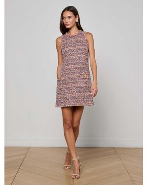 L'Agence Florian Tweed Shift Dress - Pink