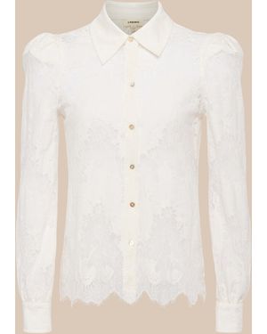 L'Agence Jenica Lace Blouse Top - White