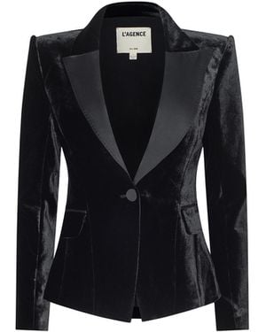 L'Agence Philippa Velvet Blazer - Black