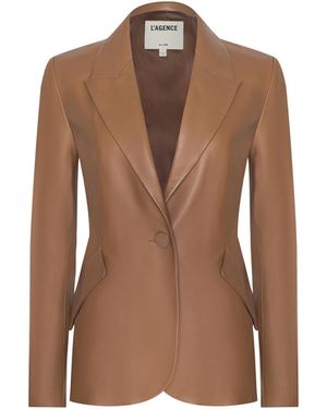 L'Agence Chamberlain Leather Blazer - Brown