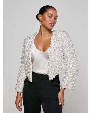 L'Agence Belle Oversized Pearl Jacket - White