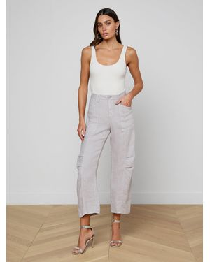 L'Agence Cody Cropped Linen Trousers - White