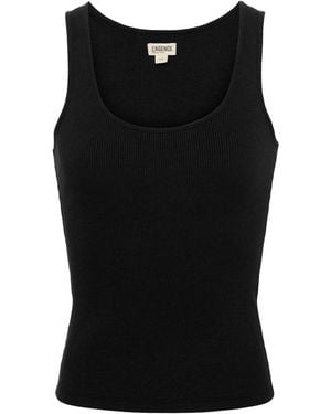 L'Agence Ribbed Knit Scoopneck Tank Top - Black