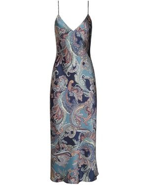L'Agence Seridie Silk Slip Dress - Blue