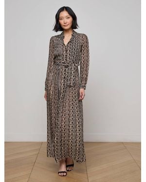 L'Agence Klaudia Silk Shirt Dress - Black