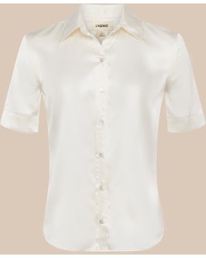 L'Agence Ellah Short Sleeve Blouse - White