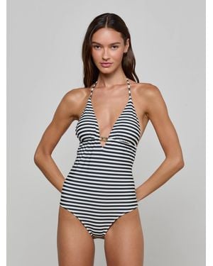 L'Agence Leila Halter One-Piece Swimsuit - Blue