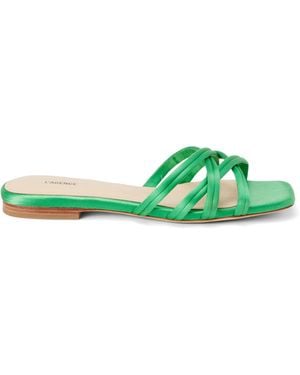 L'Agence Abelle Satin Flat Sandal - Green