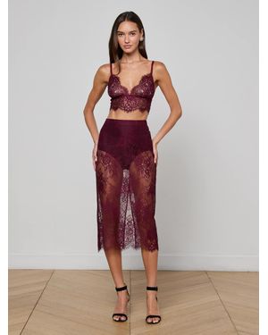 L'Agence Makena Lace Pencil Skirt - Red