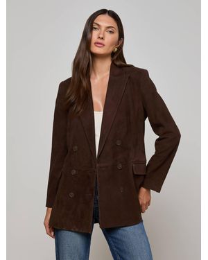 L'Agence Aimee Oversized Suede Blazer - Brown