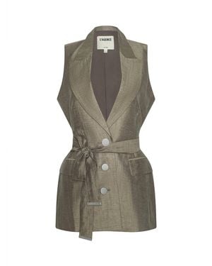 L'Agence Harper Linen-Blend Vest - Brown