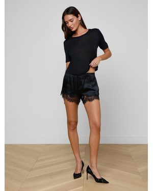 L'Agence 'Agence Joy Silk Lace Short - Black