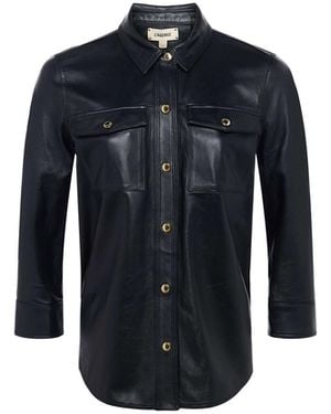 L'Agence 'Agence Avina Leather Shirt - Black