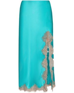 L'Agence Tico Silk Lace Skirt - Blue