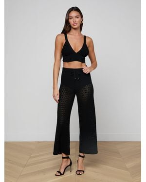 L'Agence Gaelle Pointelle Knit Pants - Black