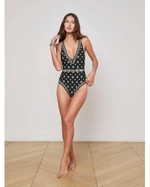 L'Agence Lisa Plunge One-Piece Swimsuit - Black