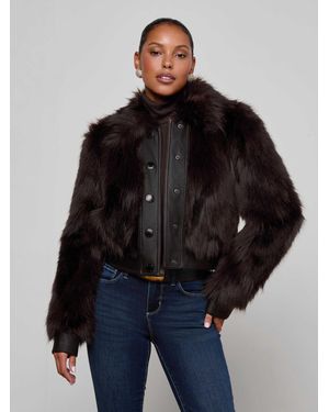 L'Agence Claira Faux Fur Jacket - Black