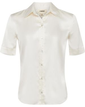 L'Agence Ellah Short Sleeve Blouse - White