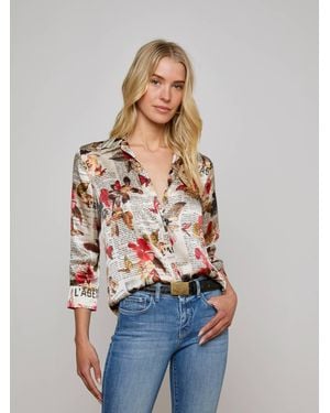 L'Agence Dani Silk Blouse Top - White