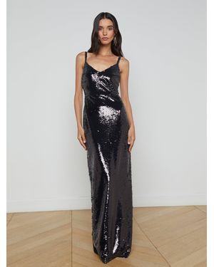 L'Agence Karma Sequin Maxi Dress - Black