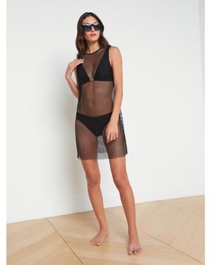 L'Agence Angela Mesh Cover-up Dress - Black