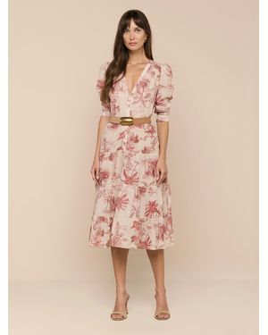 L'Agence Serafine Midi Dress - Natural