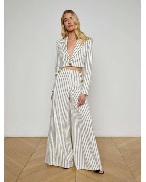 L'Agence Pantalon Ample À Rayures Kingston, Blanc Vintage/Fines Rayures Noires