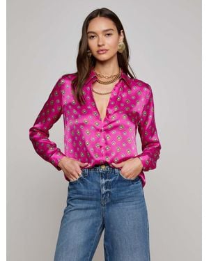 L'Agence Tyler Silk Blouse Top - Pink