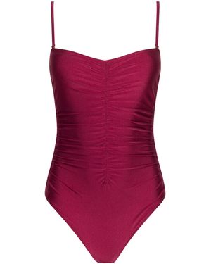 L'Agence Aubrey Ruched One-Piece Swimsuit - Red