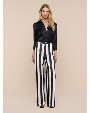 L'Agence Livvy Satin Straight-Leg Trouser - Natural