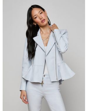 L'Agence Lyric Peplum Biker Jacket - White