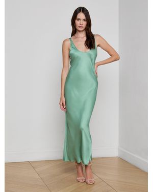 L'Agence Akiya Satin Tank Top Dress - Green