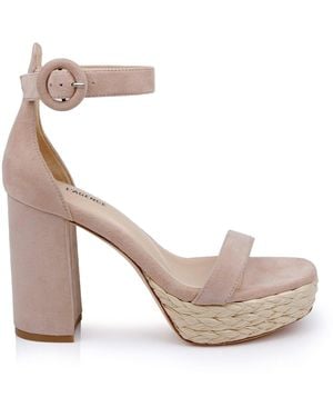 L'Agence Avia Platform Heeled Sandal - White