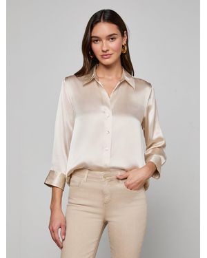 L'Agence Dani Silk Blouse - Brown