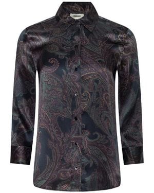 L'Agence Dani Silk Blouse Top - Blue