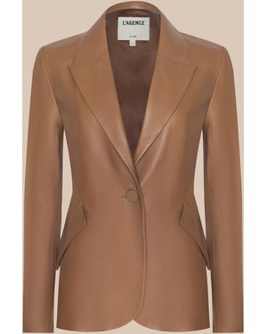 L'Agence Chamberlain Leather Blazer - Brown