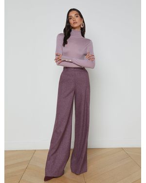 L'Agence Pilar Wool Wide-Leg Trousers - Purple