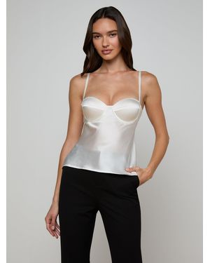 L'Agence Orlina Silk Camisole - White