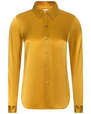 L'Agence Tyler Silk Blouse Top - Yellow