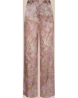 L'Agence Pilar Silk Wide-Leg Trousers - Natural