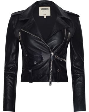 L'Agence Blakely Leather Biker Jacket - Black