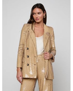 L'Agence Cambrie Oversized Sequin Blazer - Natural