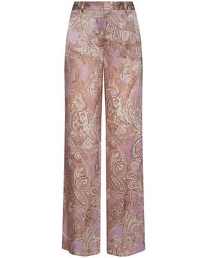 L'Agence Pilar Silk Wide-Leg Trousers - Natural