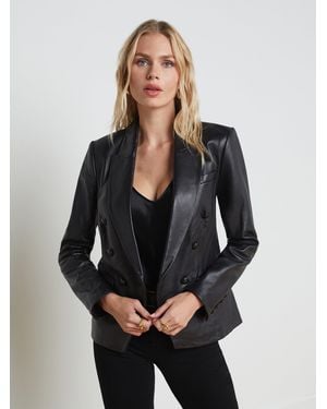 L'Agence Kenzie Leather Blazer - Gray