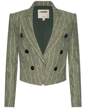 L'Agence Lila Linen-Blend Blazer - Green